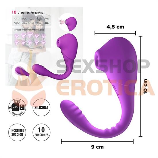 Pictor estimulador para parejas con succionador y vibrador